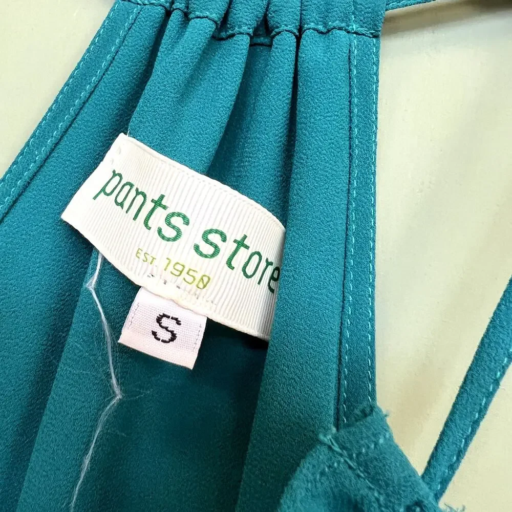 Pants Store Turquoise Drawstring Tank Top Small - Picture 2 of 2